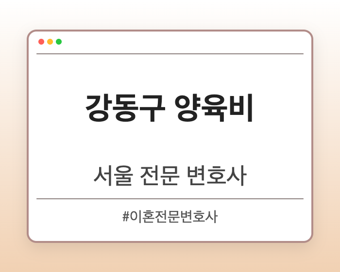 강동구 양육비 | 서울 이혼전문 변호사