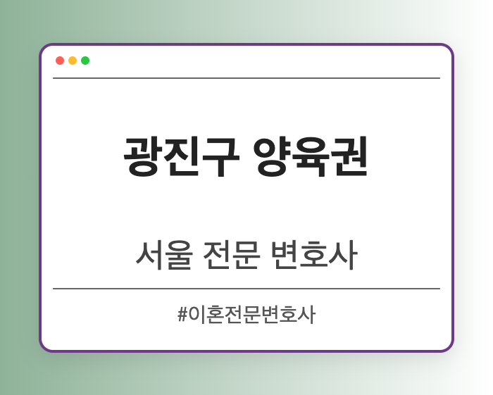 광진구 양육권 | 서울 이혼전문 변호사