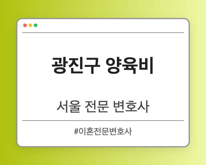 광진구 양육비 | 서울 이혼전문 변호사
