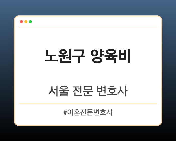 노원구 양육비 | 서울 이혼전문 변호사