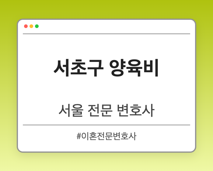 서초구 양육비 | 서울 이혼전문 변호사