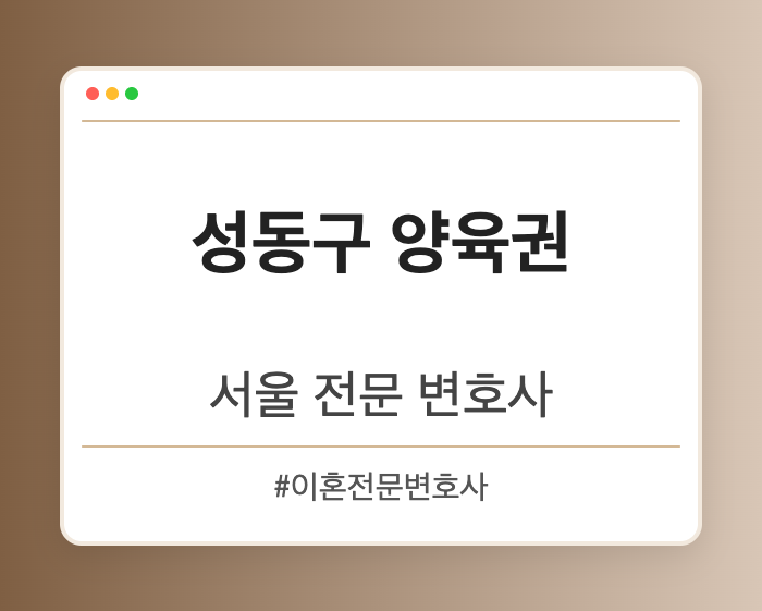 성동구 양육권 | 서울 이혼전문 변호사