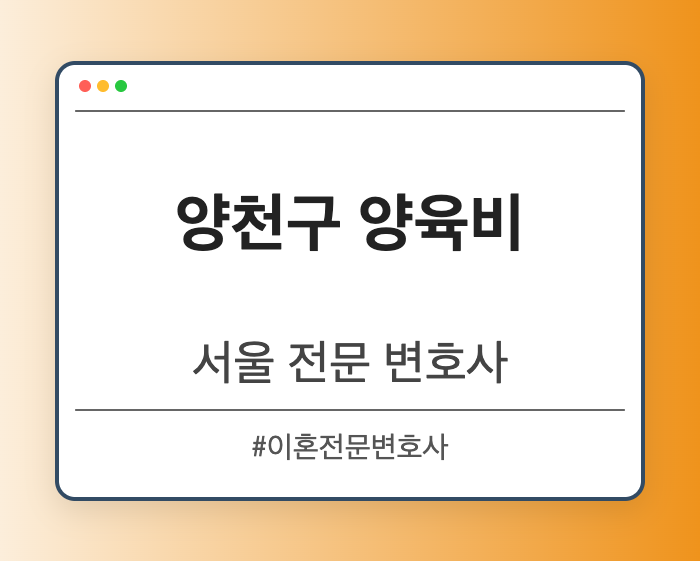 양천구 양육비 | 서울 이혼전문 변호사