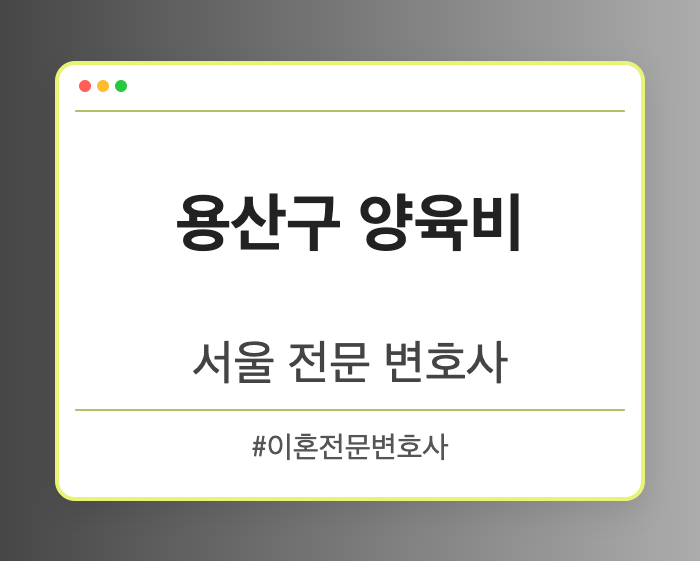 용산구 양육비 | 서울 이혼전문 변호사
