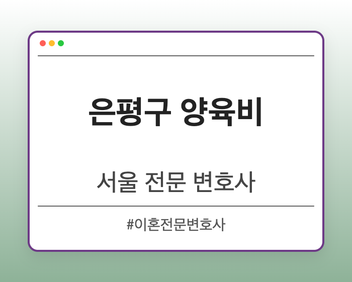 은평구 양육비 | 서울 이혼전문 변호사
