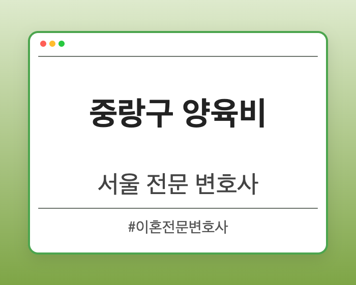 중랑구 양육비 | 서울 이혼전문 변호사